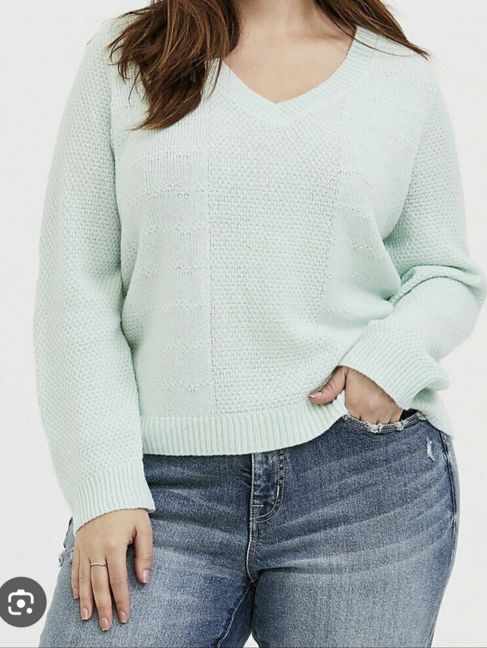 Torrid Sz 2 Light Mint V-Neck Women's Sweater - Soft Knit